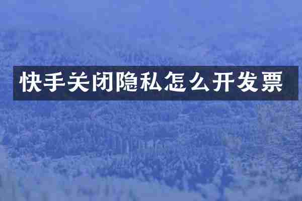 快手关闭隐私怎么开发票