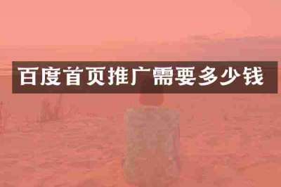 百度首页推广需要多少钱