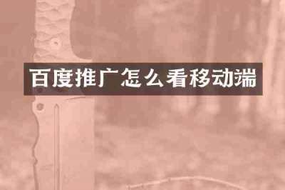 百度推广怎么看移动端