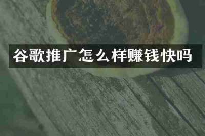 谷歌推广怎么样赚钱快吗