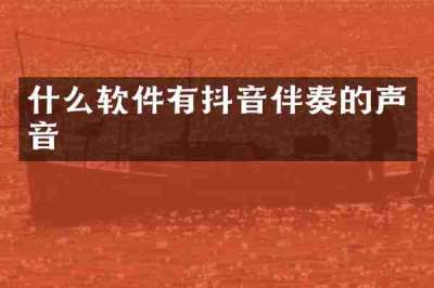 什么软件有抖音伴奏的声音