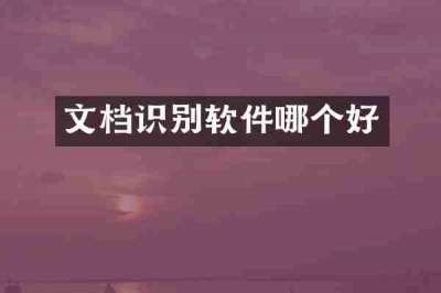 文档识别软件哪个好