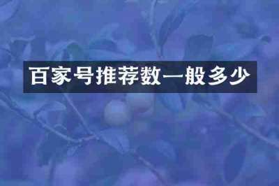 百家号推荐数一般多少