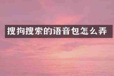 搜狗搜索的语音包怎么弄