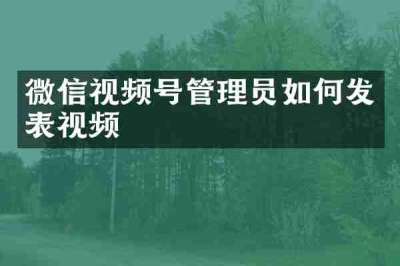 微信视频号管理员如何发表视频