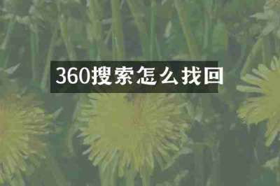 360搜索怎么找回