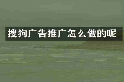 搜狗广告推广怎么做的呢