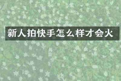 新人拍快手怎么样才会火