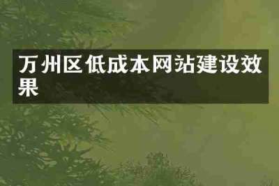 万州区低成本网站建设效果