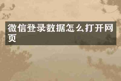 微信登录数据怎么打开网页