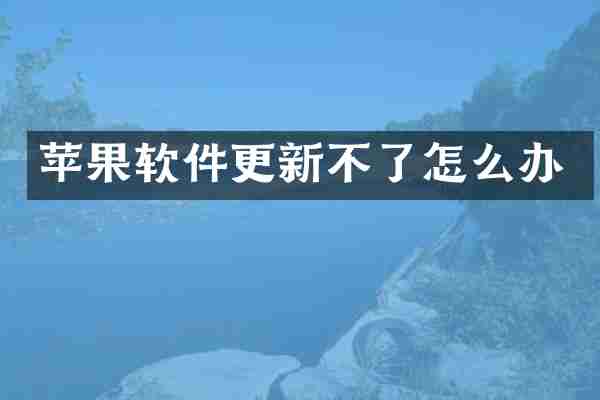 苹果软件更新不了怎么办