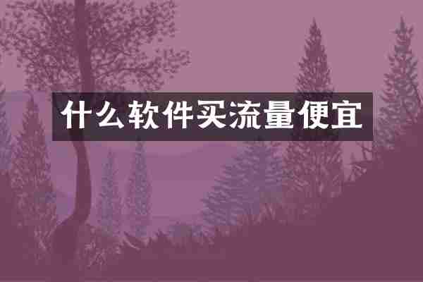 什么软件买流量便宜