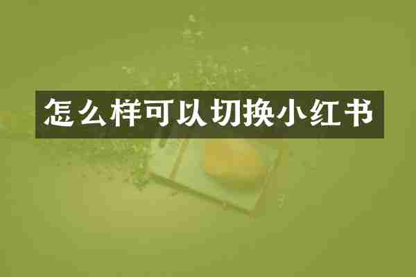 怎么样可以切换小红书