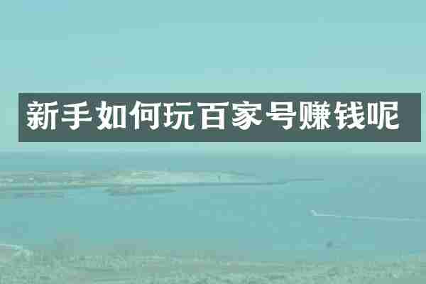新手如何玩百家号赚钱呢