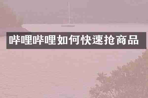 哔哩哔哩如何快速抢商品