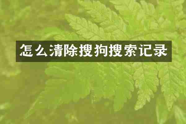 怎么清除搜狗搜索记录