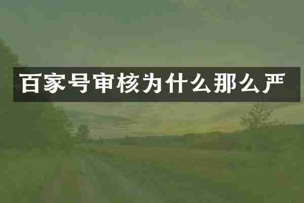 百家号审核为什么那么严