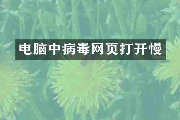 电脑中病毒网页打开慢