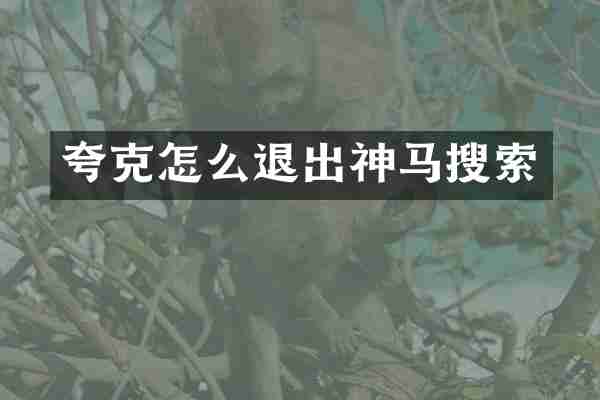 夸克怎么退出神马搜索