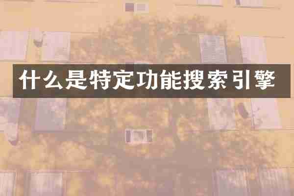 什么是特定功能搜索引擎