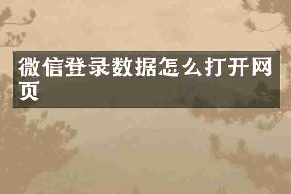 微信登录数据怎么打开网页