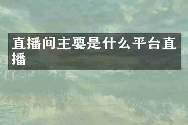 直播间主要是什么平台直播