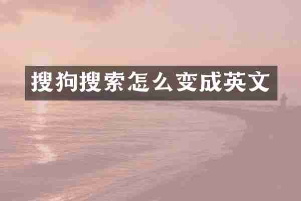 搜狗搜索怎么变成英文