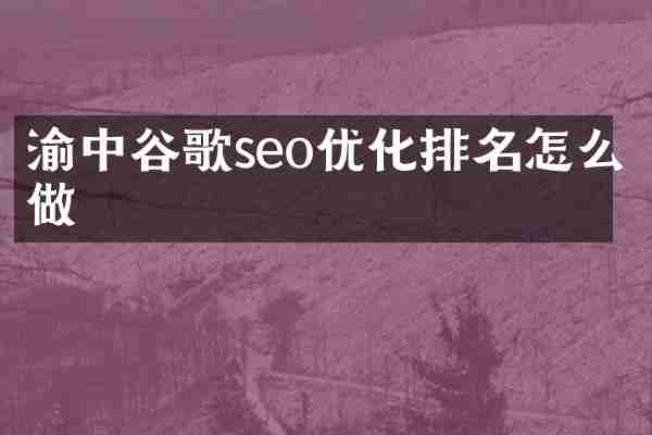 渝中谷歌seo优化排名怎么做