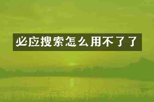 必应搜索怎么用不了了