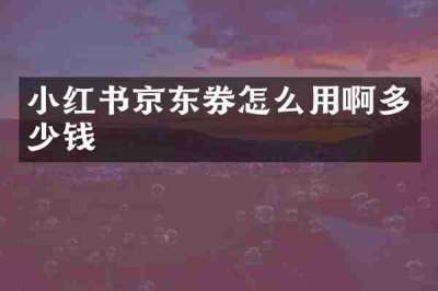 小红书京东券怎么用啊多少钱