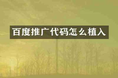 百度推广代码怎么植入