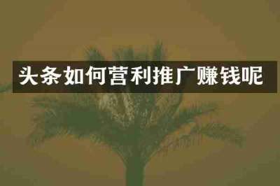 头条如何营利推广赚钱呢