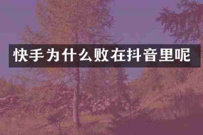 快手为什么败在抖音里呢