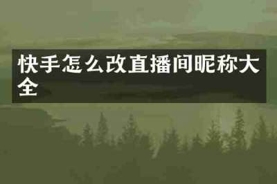 快手怎么改直播间昵称大全