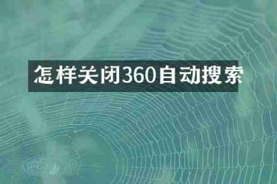 怎样关闭360自动搜索