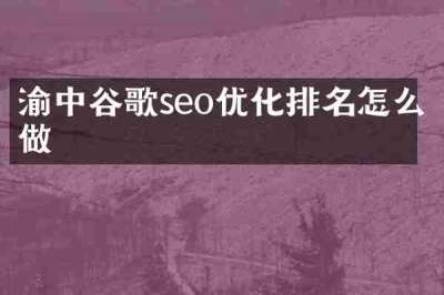 渝中谷歌seo优化排名怎么做