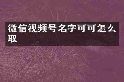 微信视频号名字可可怎么取