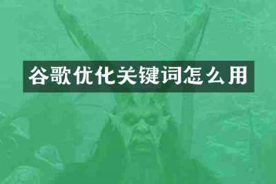 谷歌优化关键词怎么用