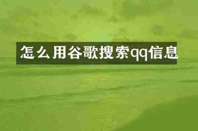 怎么用谷歌搜索qq信息