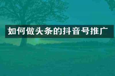 如何做头条的抖音号推广