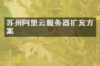 苏州阿里云服务器扩充方案