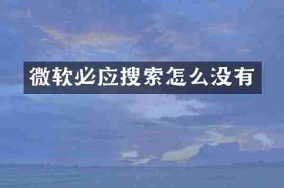 微软必应搜索怎么没有