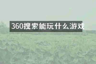 360搜索能玩什么游戏