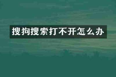 搜狗搜索打不开怎么办