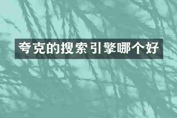 夸克的搜索引擎哪个好