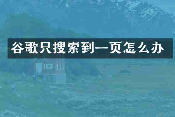 谷歌只搜索到一页怎么办