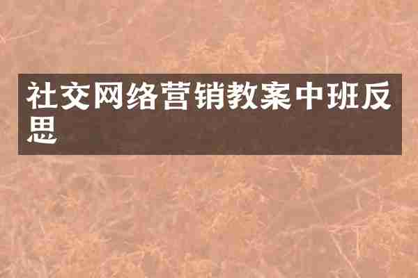 社交网络营销教案中班反思