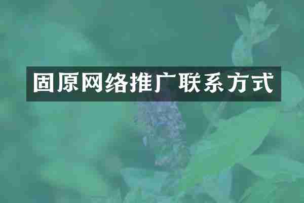固原网络推广联系方式