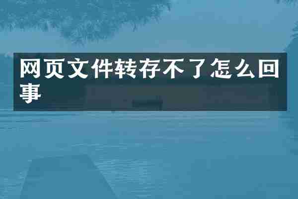 网页文件转存不了怎么回事