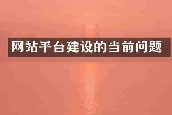 网站平台建设的当前问题
